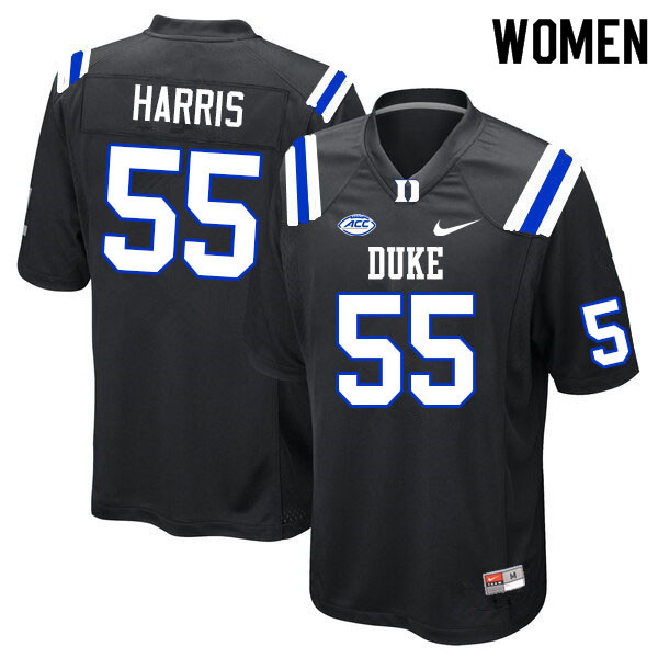 Women #55 Andre Harris Duke Blue Devils College Football Jerseys Sale-Black